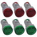 Led Voltage Indicator 22 mm – Digital Voltmeter AC50-500V with led Voltage Display for Control Panels, Machines and Distribution Boxes (3 Red and 3 Green)
