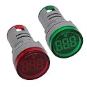 Led Voltage Indicator 22 mm – Digital Voltmeter AC50-500V with led Voltage Display for Control Panels, Machines and Distribution Boxes (1 Red and 1 Green)