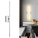 LED Wireless Battery Operated Wall Sconces, 11000mAh Rechargeable Chrome Wall Lights with Remote Control, 350°Rotate Dimmable Wall Lamp, 3 Color Temperatures, for Bedroom Living Room Hallway, 1 PCS