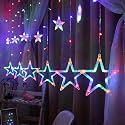 12 Stars 138 Led Curtain String Lights Window Curtain Lights with 8 Flashing Modes Decoration for Christmas, Wedding, Party, Home, Patio Lawn Multi Color (138 Led-Star, Copper, Pack of 1)