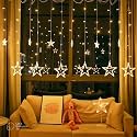 12 Stars 138 Led Curtain String Lights Window Curtain Lights with 8 Flashing Modes Decoration for Christmas, Wedding, Party, Home, Patio Lawn Warm White (138 Led-Star, Copper, Pack of 1)