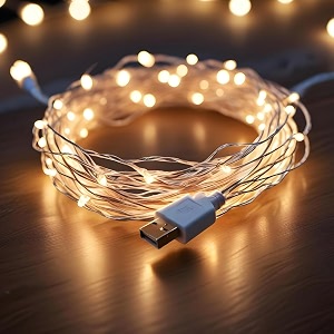 5 meter copper fairy string lights with usb cable for home decoration warm white pack of 2