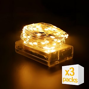 10 meter copper fairy string lights with aaa cell for home decoration warm white pack of 3 batteries not included