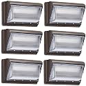 ledmo 120W LED Wall Pack Light Outdoor 6 Pack Exterior Commercial Lighting Fixture Waterproof Wall Mount for Parking Barn Warehouse Shop