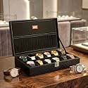 LEDO Men's and Women's Watch Box Holder Organizer Case In 12 Slots of watches In PU Leather with Black color