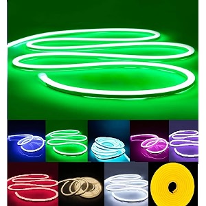 neon led strip light 164ft5m 12v dc 600 smd2835 leds waterproof flexible led neon light for indoors outdoors decor  green  no power adapter
