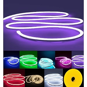neon led strip light 164ft5m 12v dc 600 smd2835 leds waterproof flexible led neon light for indoors outdoors decor  purple  free power adapter
