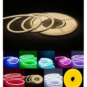 neon led strip light 164ft5m 12v dc 600 smd2835 leds waterproof flexible led neon light for indoors outdoors decor  warm white  no power adapter