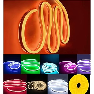 neon led strip light 164ft5m 12v dc 600 smd2835 leds waterproof flexible led neon light for indoors outdoors decor  orange  no power adapter
