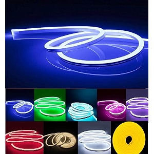 neon led strip light 164ft5m 12v dc 600 smd2835 leds waterproof flexible led neon light for indoors outdoors decor  blue  no power adapter