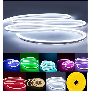 neon led strip light 164ft5m 12v dc 600 smd2835 leds waterproof flexible led neon light for indoors outdoors decor  white  no power adapter
