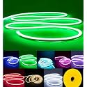 Neon LED Strip Light 16.4ft/5m 12V DC 600 SMD2835 LEDs Waterproof Flexible LED NEON Light for Indoors Outdoors Decor [ Green | No Power Adapter]
