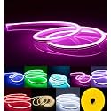 Neon LED Strip Light 16.4ft/5m 12V DC 600 SMD2835 LED Waterproof Flexible Diwali Rope Lights for Home Decoration Ceiling Indoors Outdoors Decor [ Pink | No Power Adapter]