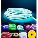 Neon LED Strip Light 16.4ft/5m 12V DC 600 SMD2835 LEDs Waterproof Flexible LED NEON Light for Indoors Outdoors Decor [ Ice Blue | No Power Adapter]