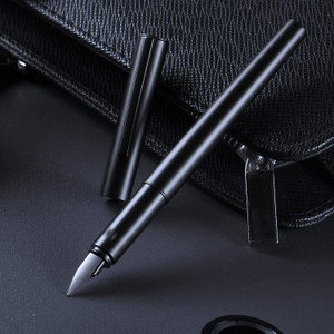 ledos jinhao 35 fountain pen matt black metal body fine nib with converter fountain pen