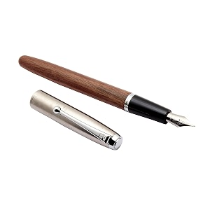 ledos jinhao 51a american walnut wood texture wooden fountain pen stainless steel cap fine nib with converter