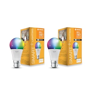 ledvance 9w smart wi-fi b22d led lamp  16 million colors  shades of white  tuneable  dimmable  music sync  compatible with amazon alexa and google assistant  pack of 1