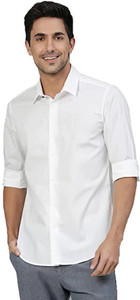 lee cross men solid casual white shirt