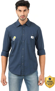 LEE Men Solid Casual Blue Shirt