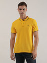 LEE Solid Men Polo Neck Yellow T-Shirt