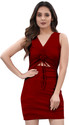 LEE TEX Women Bodycon Maroon Knee Length Dress