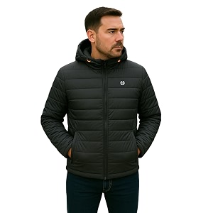 Leebonee Mens Solid Quilted Puffer Jacket with