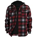 LeeHanTon Mens Flannel Jacket Heavyweight Sherpa Fleece Jackets Outdoor Hiking Casual Soft Warm Coat with Pockets