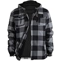 LeeHanTon Mens Flannel Jacket Heavyweight Sherpa Fleece Jackets Outdoor Hiking Casual Soft Warm Coat with Pockets