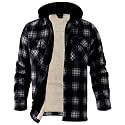 LeeHanTon Mens Flannel Jacket Heavyweight Sherpa Fleece Jackets Outdoor Hiking Casual Soft Warm Coat with Pockets