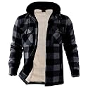 LeeHanTon Mens Flannel Jacket Heavyweight Sherpa Fleece Jackets Outdoor Hiking Casual Soft Warm Coat with Pockets