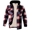 LeeHanTon Mens Flannel Jacket Heavyweight Sherpa Fleece Jackets Outdoor Hiking Casual Soft Warm Coat with Pockets