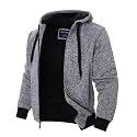 LeeHanTon Sherpa Lined Hoodies for Men Heavyweight Full Zip Up Sweatshirt Thick Fleece Winter Warm Work Jackets Plus Size