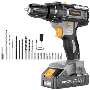 leeikoo cordless drill 21v electric drill 42nm with 20ah battery combi set 10mm chuck 2 speeds 181 torque led light 20pcs drill set for garden diy project grey