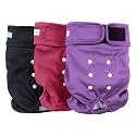 Leekalos Reusable Washable Dog Diapers Female (3 Pack) - Highly Absorbent Doggie Diapers - Size Adjustable Puppy Diapers for Dog Period Panties (Medium,Red,Purple,Black)