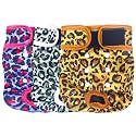 Leekalos Reusable Washable Dog Diapers Female (3 Pack) - Highly Absorbent Doggie Diapers - Size Adjustable Puppy Diapers for Dog Period Panties (Medium, Leopard)