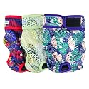 Leekalos Reusable Washable Dog Diapers Female (3 Pack) - Highly Absorbent Doggie Diapers - Size Adjustable Puppy Diapers for Dog Period Panties (Large, Leaves)