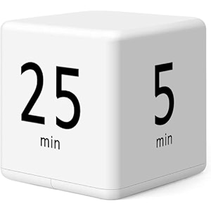 cube timer time kitchen timer kids timer for adhd productivity workout flip timer classroom for studytime countdown management settings 515  2545 minutes - white