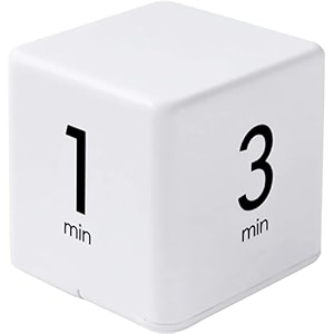 cube timer time kitchen timer kids timer for adhd productivity workout flip timer classroom for studytime countdown management settings 13  510 minutes - white