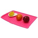 Dish Drainer Board, Plastic Sink Drip Sloping Draining Tray with Kitchen Storage Bag- 1Pack (Pink)