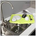 Dish Drainer Board, Plastic Sink Drip Sloping Draining Tray with Kitchen Storage Bag- 1Pack (Green)