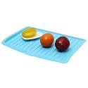 Dish Drainer Board, Plastic Sink Drip Sloping Draining Tray with Kitchen Storage Bag- 1Pack (Blue)