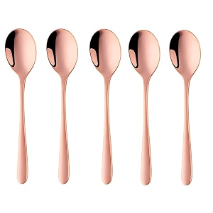 rose gold soup spoons stainless steel round spoons with rose gold titanium plating rose gold dinner spoon table spoon spoons silverware dishwasher safe set of 5