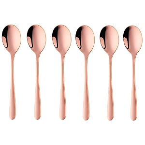 rose gold soup spoons stainless steel round spoons with rose gold titanium plating rose gold dinner spoon table spoon spoons silverware dishwasher safe set of 6