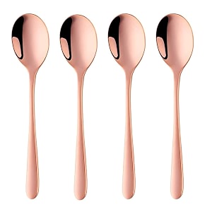 rose gold soup spoons stainless steel round spoons with rose gold titanium plating rose gold dinner spoon table spoon spoons silverware dishwasher safe set of 4