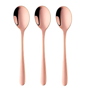 rose gold soup spoons stainless steel round spoons with rose gold titanium plating rose gold dinner spoon table spoon spoons silverware dishwasher safe set of 3