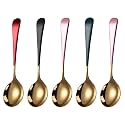 Soup Spoons Stainless Steel, 18/10 Round Head Soup Spoons, Modern Thick Short Handle Stainless Steel Korean Spoon, Dinner Metal Spoons for Soup, Grain,Dessert,Milk,Tea,Coffee, 7.3 Inch (5PCS)
