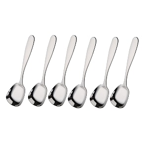 stainless steel dessert spoons set of 6 square head ice cream amp tea spoons small flat table spoons for dessert coffee sugar rice amp stirring use
