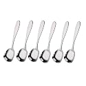 Stainless Steel Dessert Spoons Set of 6, Square Head Ice Cream &amp; Tea Spoons, Small Flat Table Spoons for Dessert, Coffee, Sugar, Rice &amp; Stirring Use