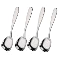 Stainless Steel Dessert Spoons, Square Head Spoons, Ice Cream Spoons, Stirring Spoon, Table Spoons, Dinner Spoons, Rice Spoons, Flat Square Spoon for Tea, Dessert, Sugar (Pack of 4, Small)
