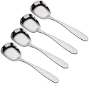 Stainless Steel Dessert Spoons, Square Head Spoons, Ice Cream Spoons, Stirring Spoon, Table Spoons, Dinner Spoons, Rice Spoons, Flat Square Spoon for Tea, Dessert, Sugar (Pack of 4, Big)